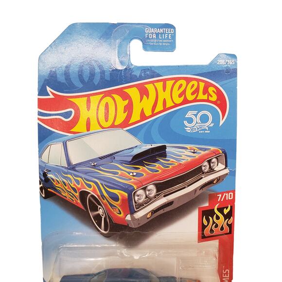 Hot Wheels 69 Dodge Coronet Superbee Numbered Die Cast Car with Flames - Picture 3 of 9